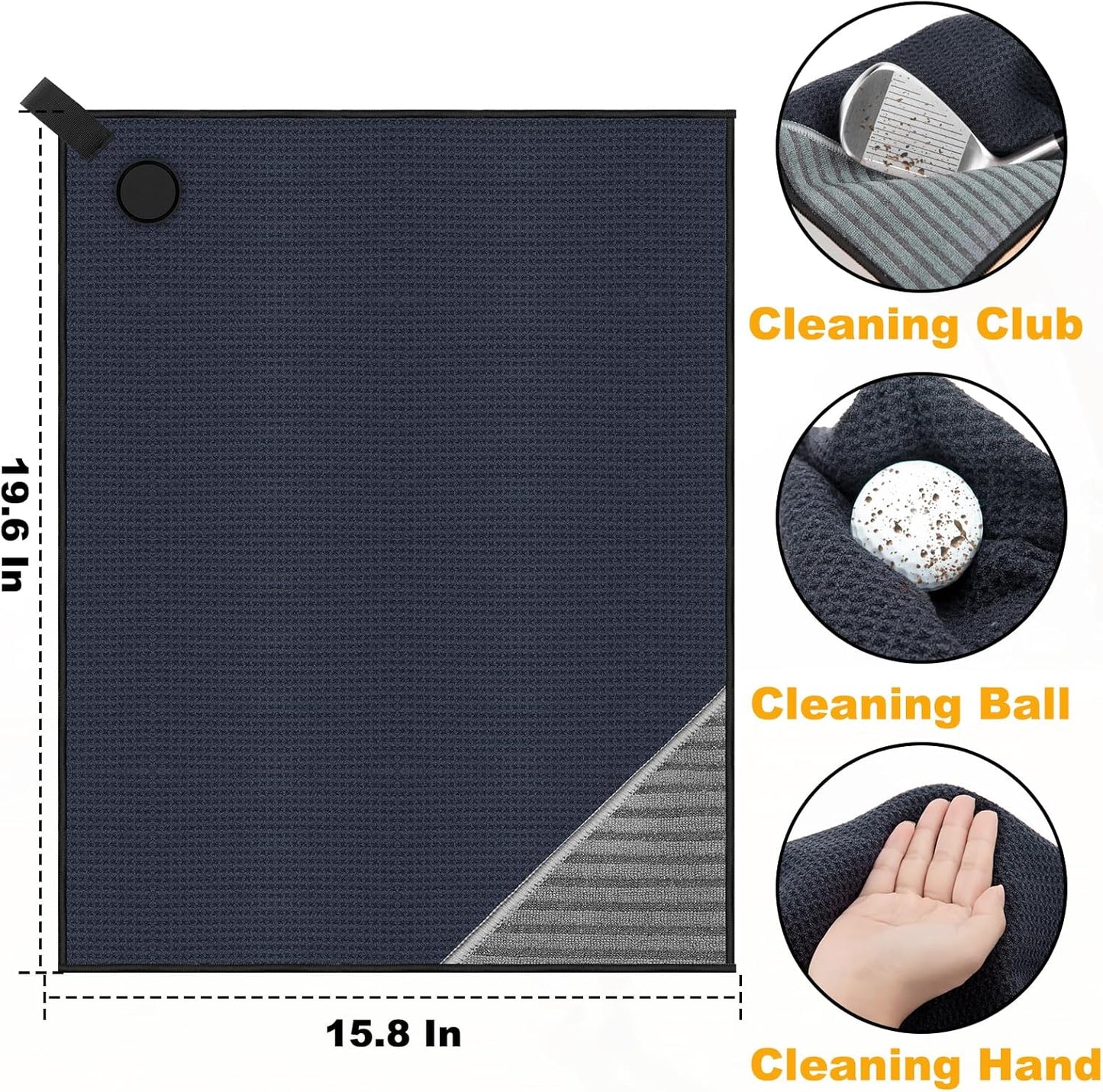 Magnetic Golf Towel, Microfiber Golf Towel with Brush and Divot Tool for Men, Industrial Strength Magnet Accessories for Strong Hold to Golf Bags, Carts or Clubs (Black)