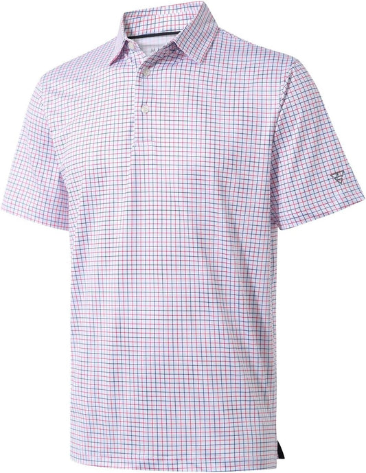 Golf Shirts for Men Dry Fit Short Sleeve Print Performance Moisture Wicking Polo Shirt