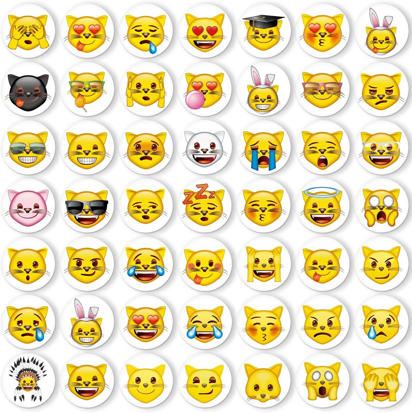 MORCART 54Pcs Emoji Fridge Magnets Cat Refrigerator Magnets for Locker Whiteboard - Cut Magnets for School Home Kitchen Office Gift for Family and Friend EM-023