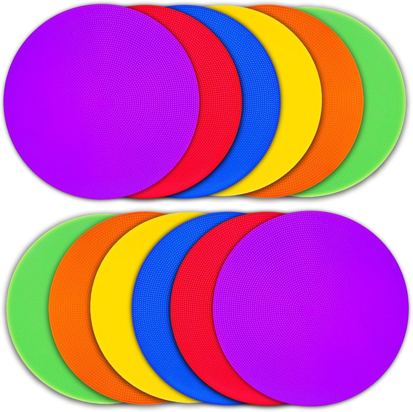 Poly Spot Markers 10 inch 12 Pcs Non-Slip Rubber Agility Training Markers Floor Dots Flat Field Cones for Football, Soccer, Basketball, School Exercise Drills, Dance Practice