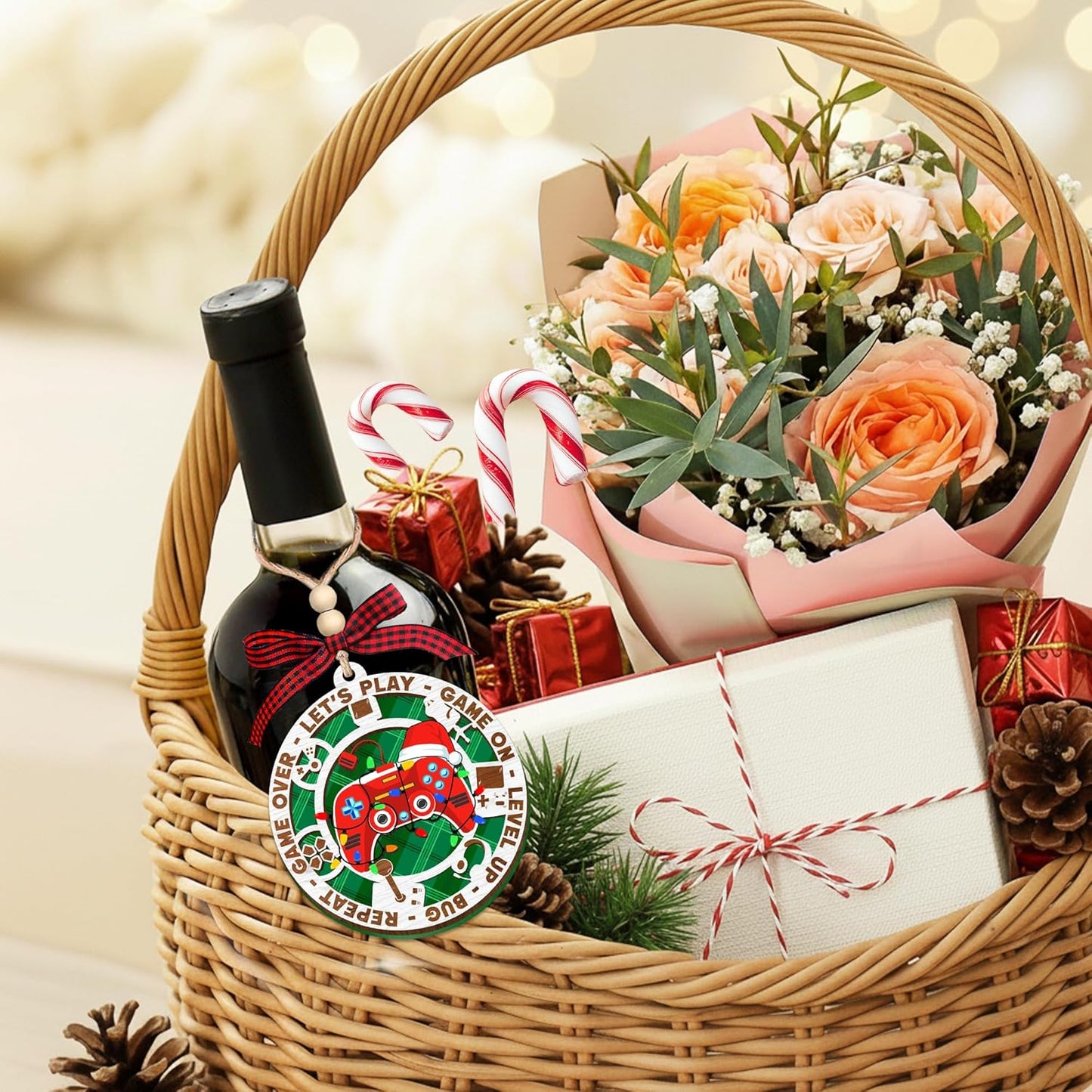 HEXMOZ Gaming Christmas Ornaments - Gamer Ornaments for Christmas Tree - Video Gamer Gifts for Teen Boys, Gamers, Sons, Brothers - Holiday Present Ideas - Xmas Ornament Decorations 2025