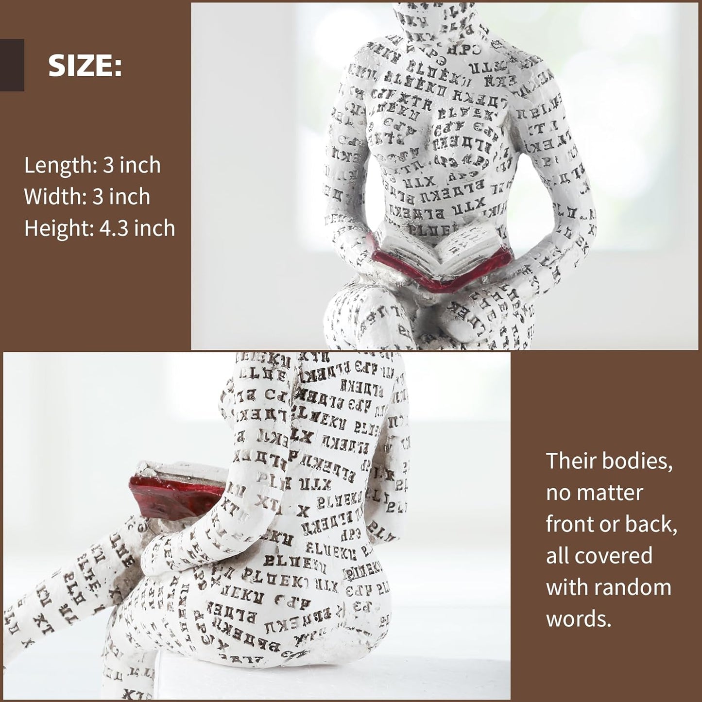 GRAPMKTG Home Decor Pulp Reading Women Thinker Statue Aesthetic Sculpture Room Decor Modern Abstract Decoration on Shelf Table Desk for Living Room Office Bedroom E