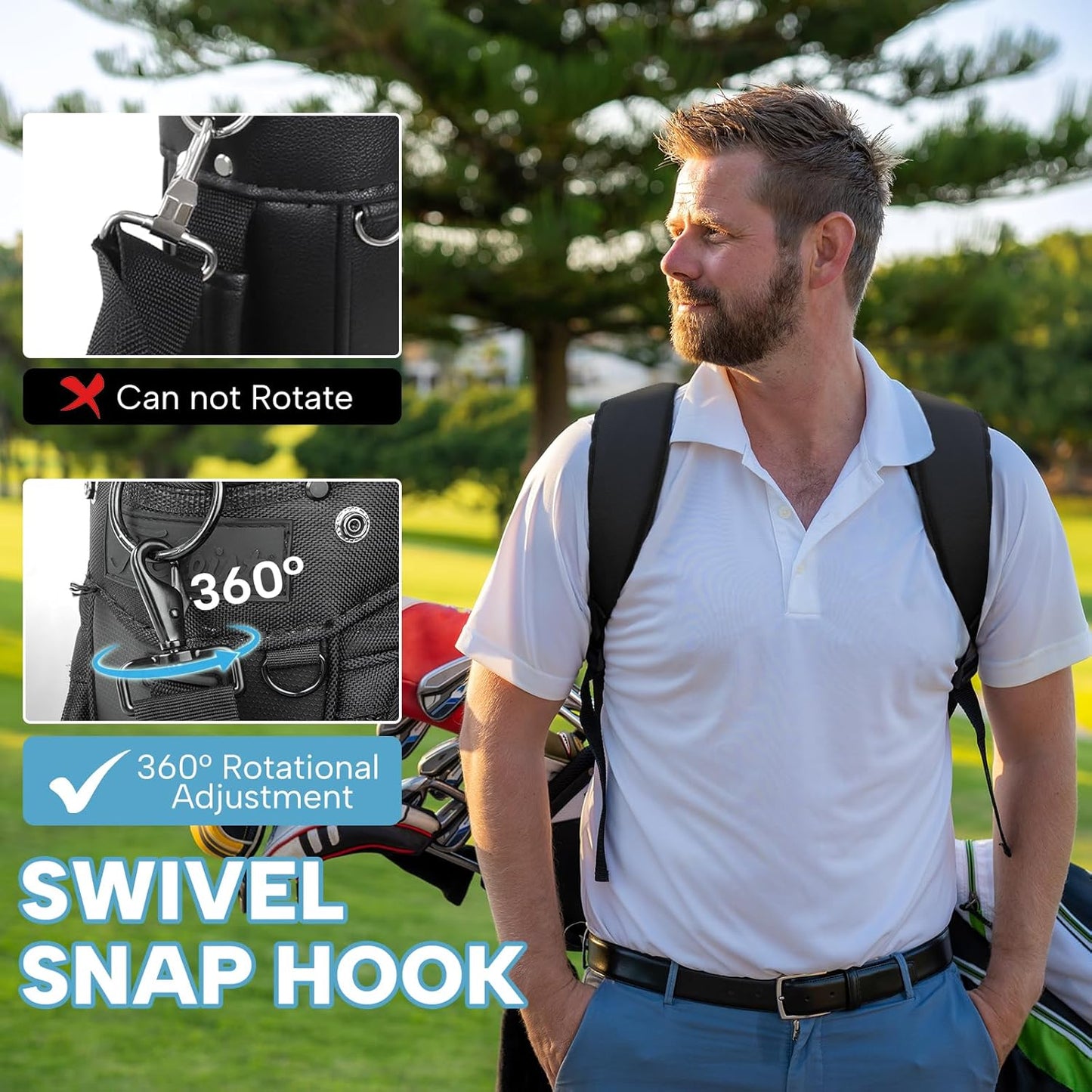 Golf Bag Shoulder Strap, Universal Golf Bag Strap Replacement Double Shoulder Adjustable Strap Padded Golf Bag Carry Strap