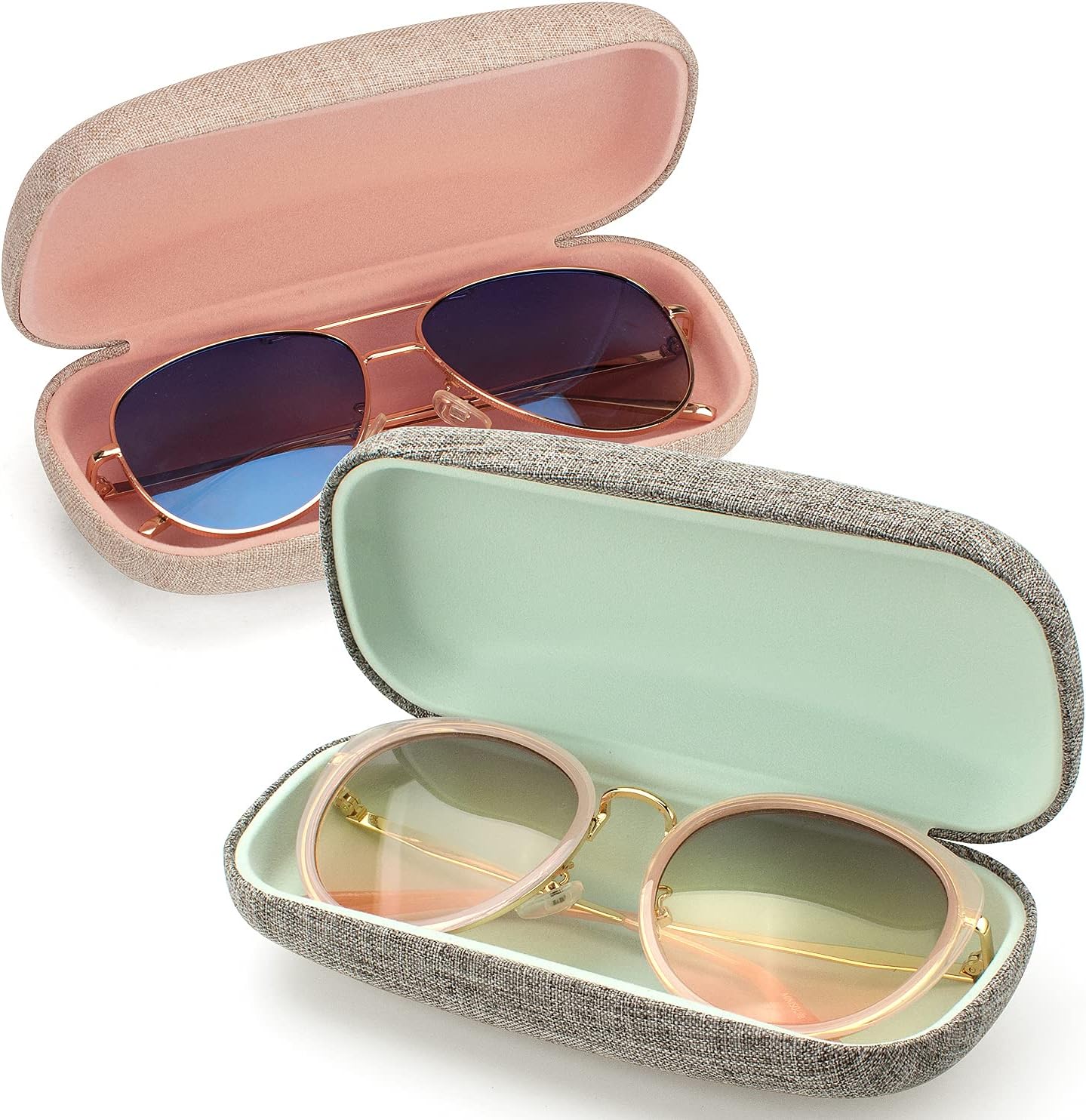 Vemiss Hard Shell Eyeglasses Cases, Linen Fabrics Protector Sunglasses Case, Large Glasses Case