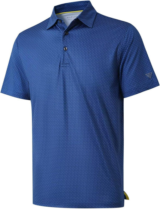 Golf Shirts for Men Dry Fit Short Sleeve Print Performance Moisture Wicking Polo Shirt
