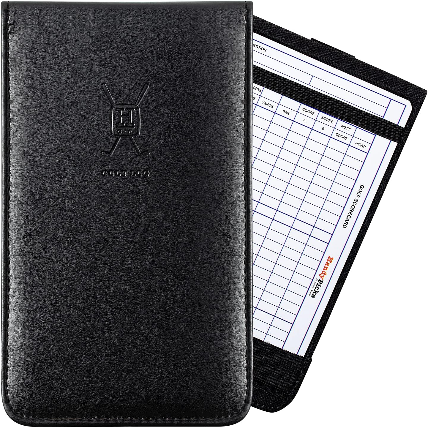 Handy Picks Leather Golf Scorecard Holder | Yardage Book Cover | Scorecard n Pencil Included