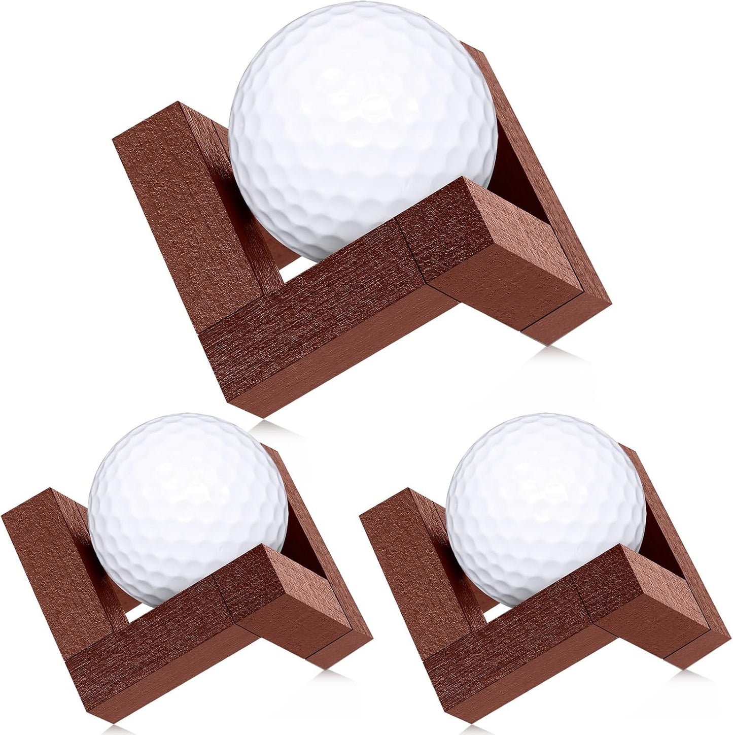 3 Pack golf ball display stand 1.97 Inch Wooden Golfball Display Case Baseball Rack Holder for Souvenir Collections Tabletop Decor Men Golf Enthusiasts(Walnut Color)
