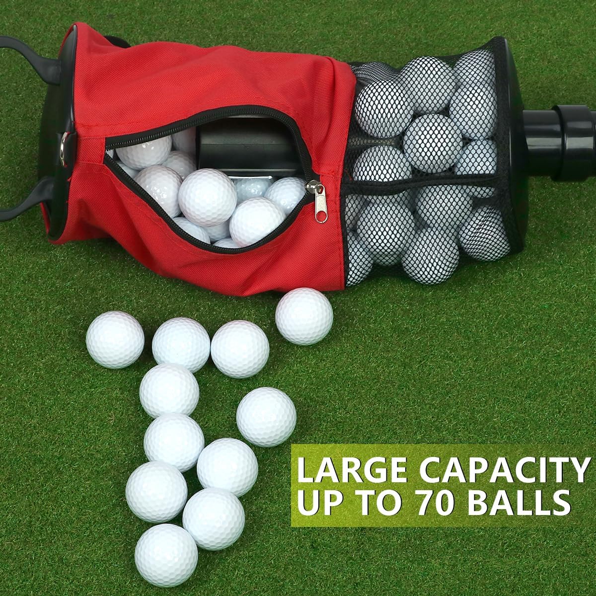 HOW TRUE Golf Ball Retriever, Portable Shag Bag Golf Ball Pick Up with Removable Plastic Tube, Pocket Shagger Storage