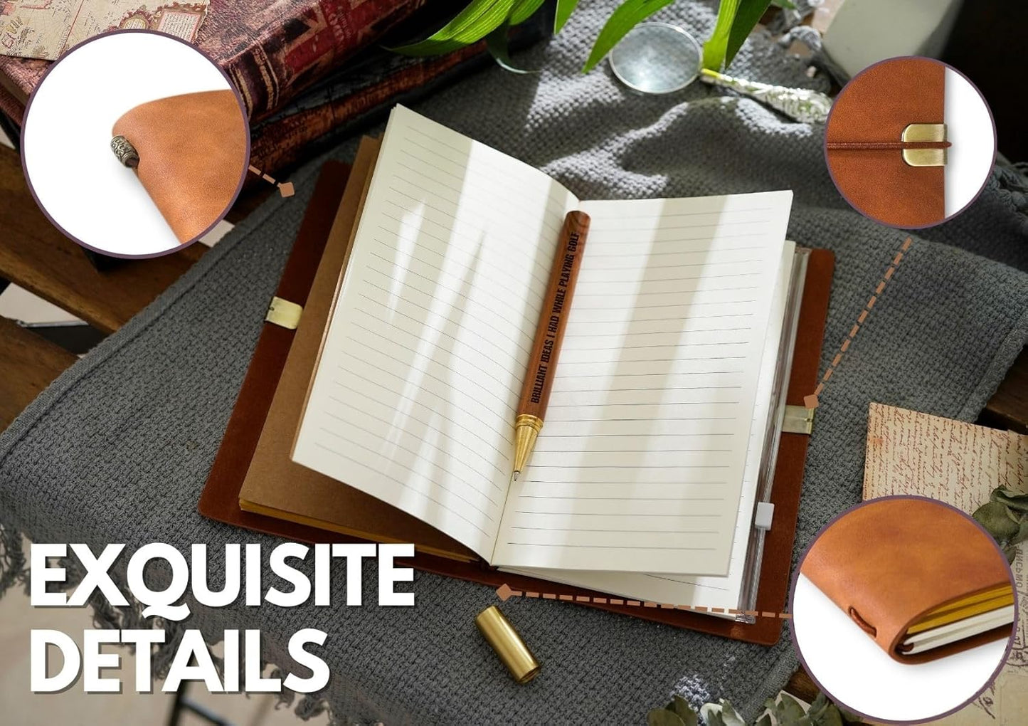 InnoBeta Golf Gifts for Men/Women, Funny Golf Gifts Leather Journal Notebook with Pen and Pen clip 7.87 x 4.7 Cover, 4 x 7.5 Pages (Inches) - Brilliant