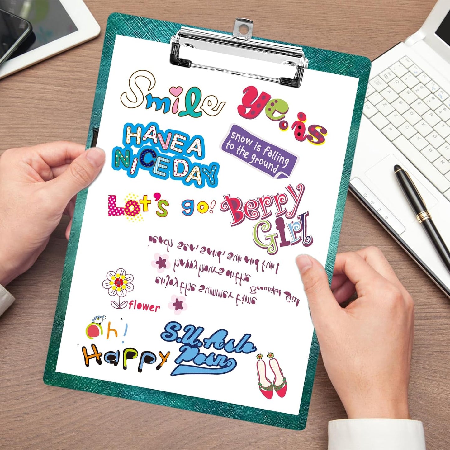 Plastic A4 Clipboards, Cute Fashion Clipboard Decorative, 12.2" x 8.7" Standard A4 Size Clipboards, Plastic Acrylic Clipboard for Teacher, Social Worker, Students,Women, Office Supplies(Elephant)