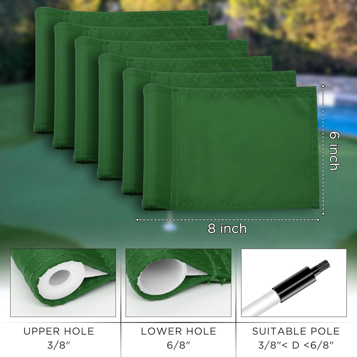 KINGTOP Solid Golf Flag All 8x6 Inch - 420D Nylon, Tube Inserted - Mini Putting Green Flags for Backyard Practice