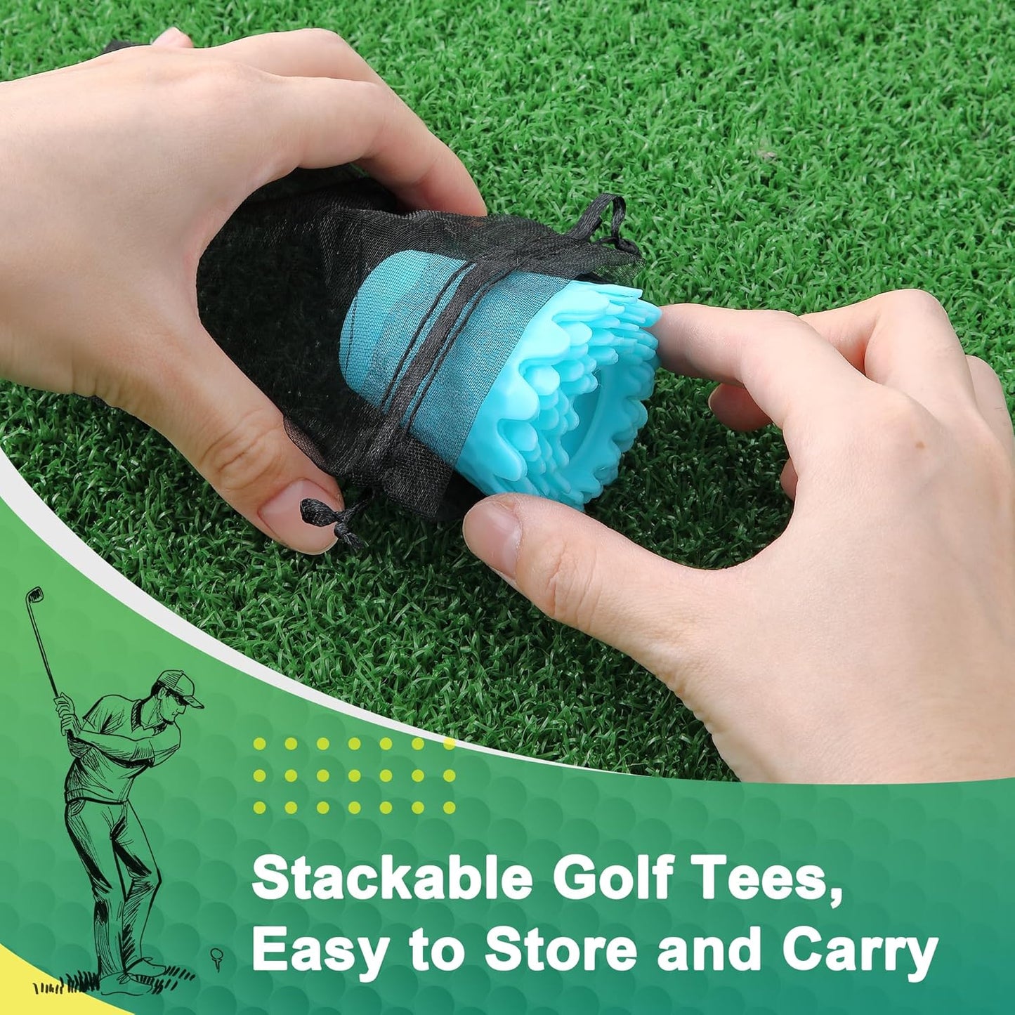 8 Pack ‌Simulator Golf Tees, TPU Unbreakable Material, Height from 1/4" to 2", Suitable for Indoor, Outdoor, Winter, Golf Mats, Turf and Driving Range