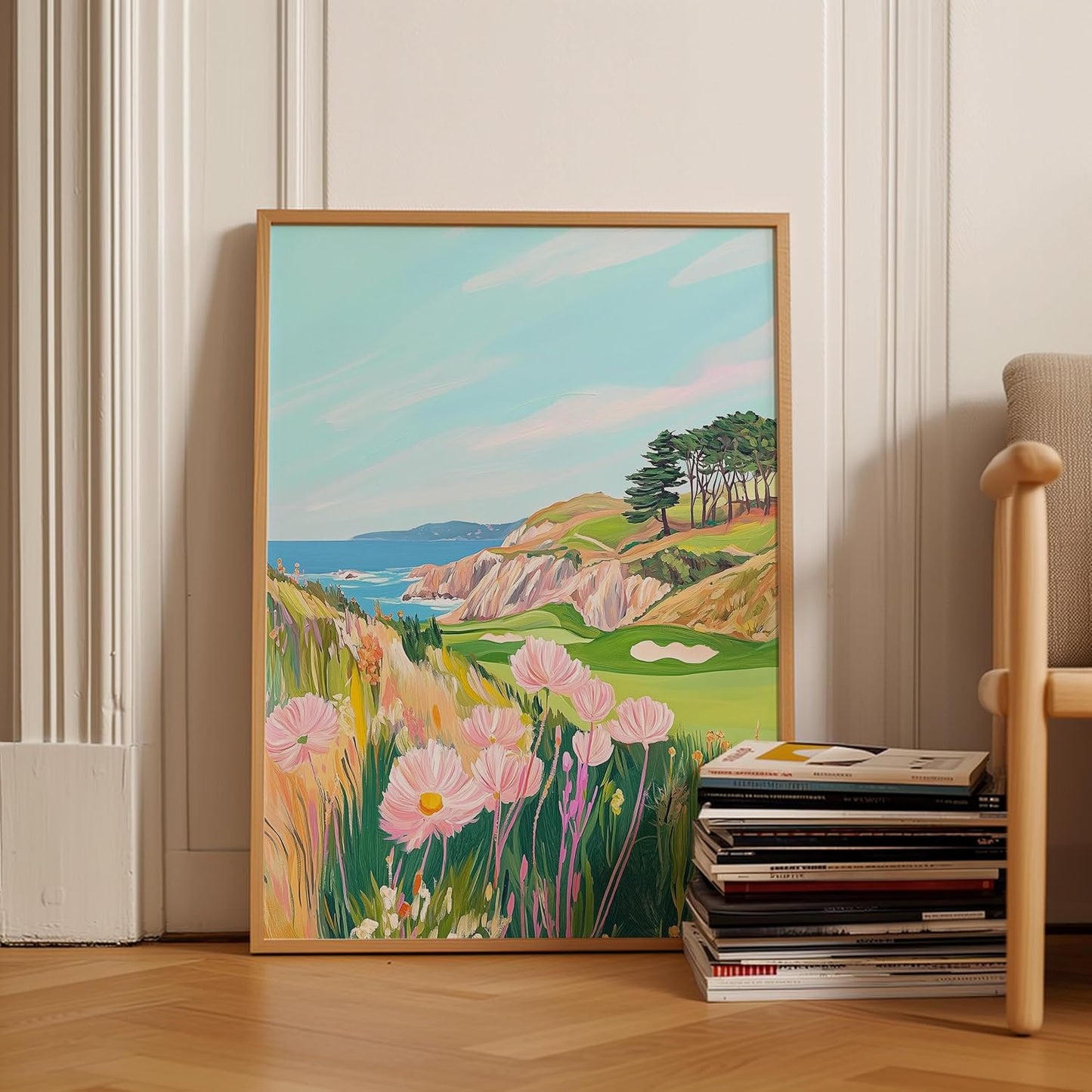 Golf Course Floral Pastel Art Print Posters - Premium Giclee Fine Art Prints - Golf Course Home Decor Posters, Golfer Art Prints for Home and Office Decor - Vintage Aesthetic, Ready to Frame