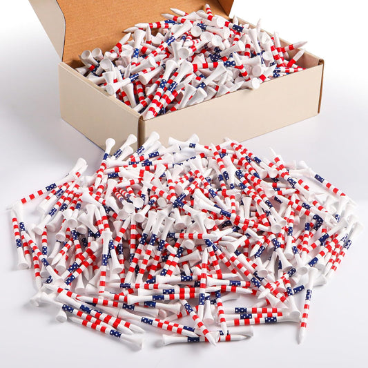 FINGER TEN Bamboo Golf Tees Wood 1 1/2 2 3/4 3 1/4 Inch Wooden Short Long Tee Color Bulk 250/500/1000/2000 Count for Men Women Kids in Red Pink USA Flag