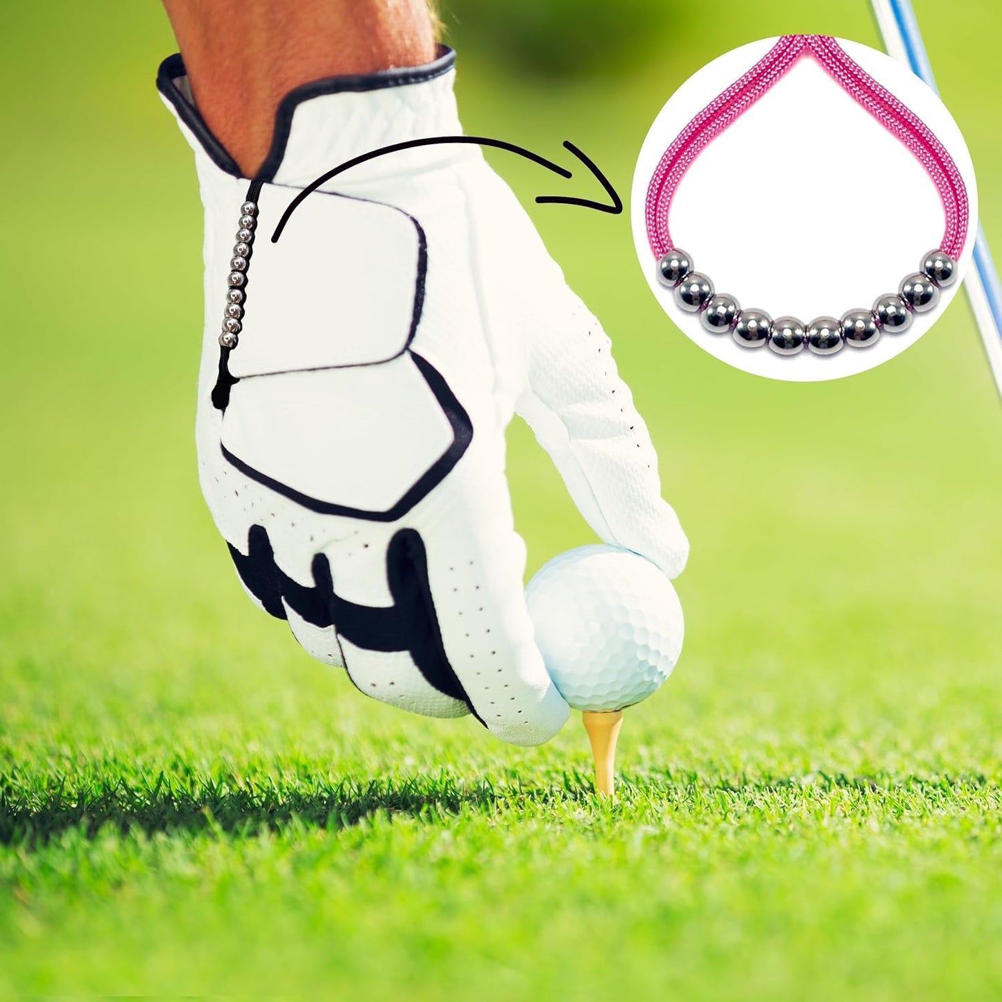 LAMIBEE Pack of 2 Golf Glove Bead Stroke Counter, 10 Stainless Steel Beads Score Counter for Gloves, Stroke Count Resizable Easy to Adjust Golf Round Scoring Tracker Accessory