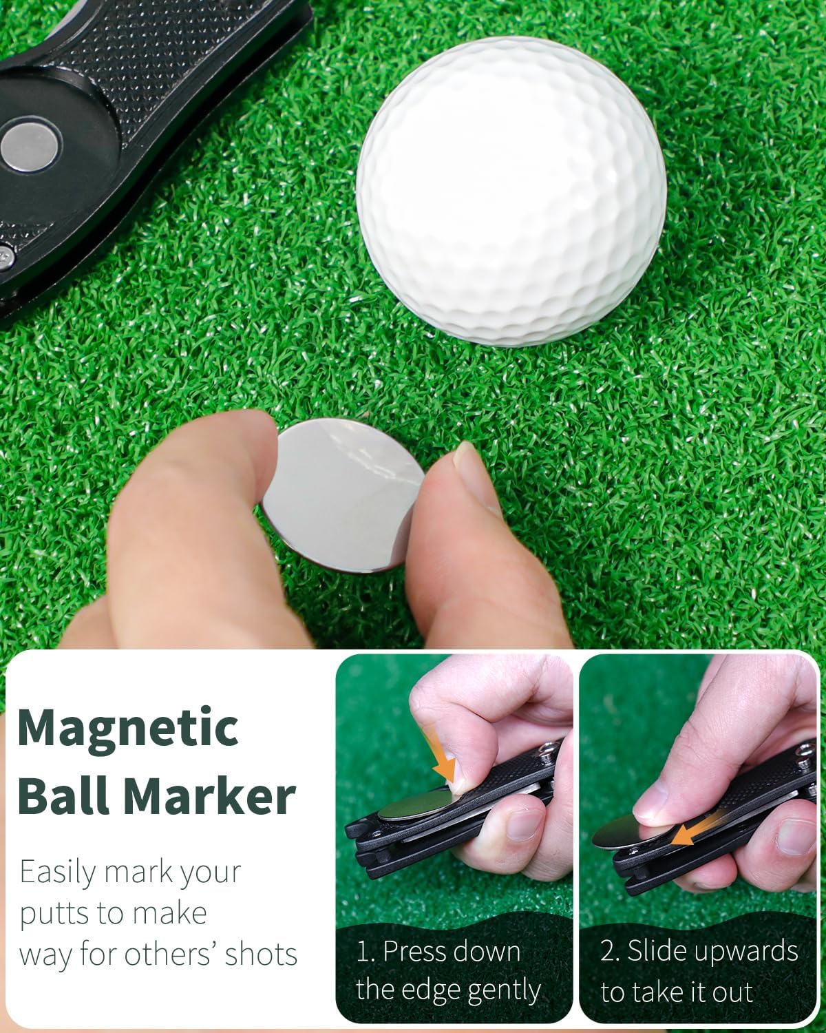 GreenHaven 2-6 Pack Golf Divot Repair Tool for Golfers Foldable Metal Green Tool with Magnetic Putt Alignment Ball Marker Pop-up Fork Tine with Sturdy Aluminum Alloy Handle