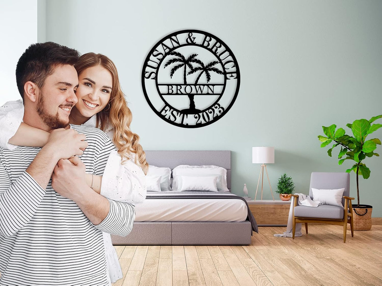 Custom Metal Sign with Palm Tree, Personalized Metal Sign, Outdoor Palm Tree Signs, Custom Coconut Tree Wall Art