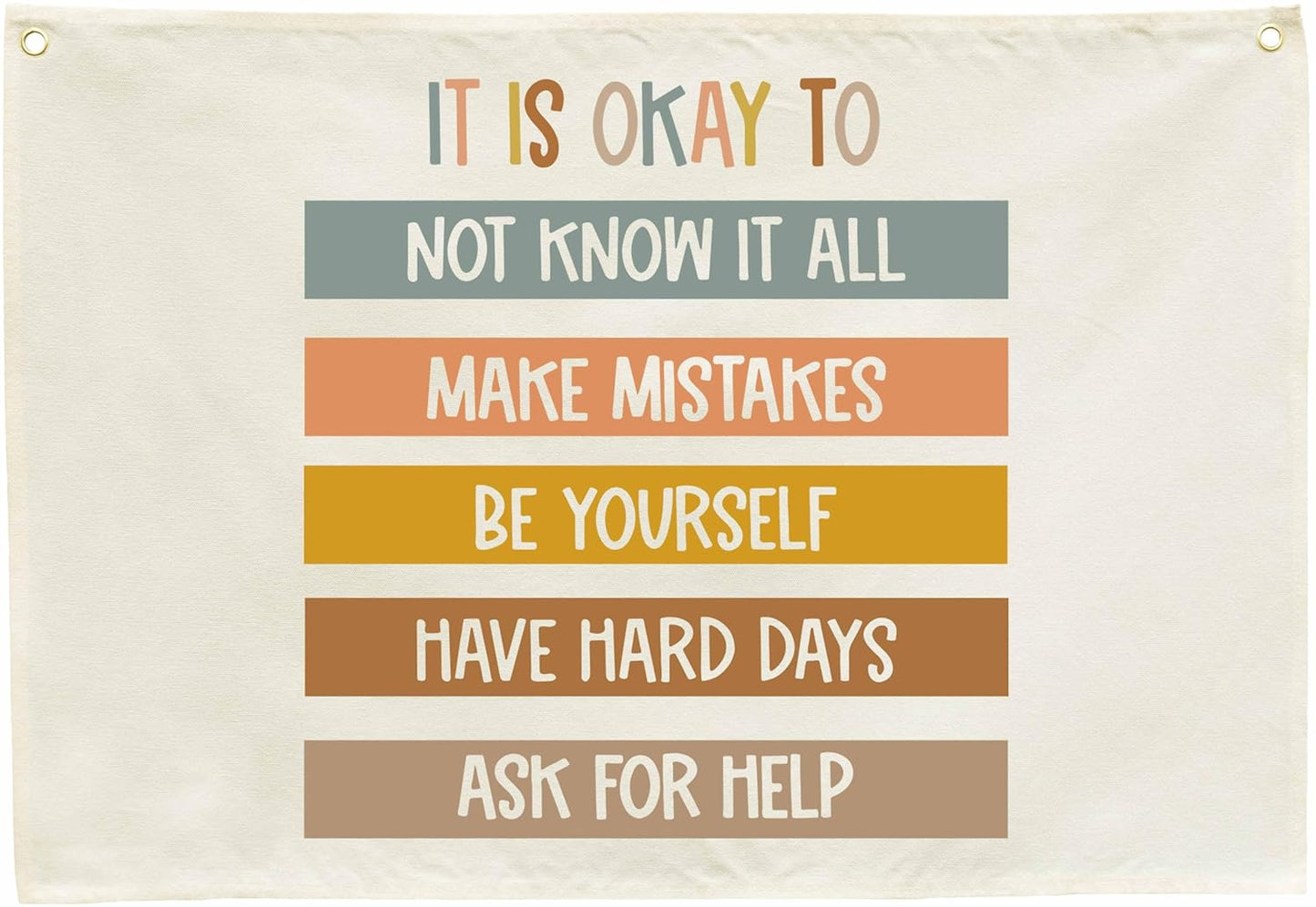 Classroom Decor-Classroom Wall Poster-Child Art-Teacher Present-Nursery Decor-Rectangle Banner Flag Wall Decor-Positive Affirmation Motivational Growth Quote-Christmas Gift-It Is Okay-28.5"L×20"W