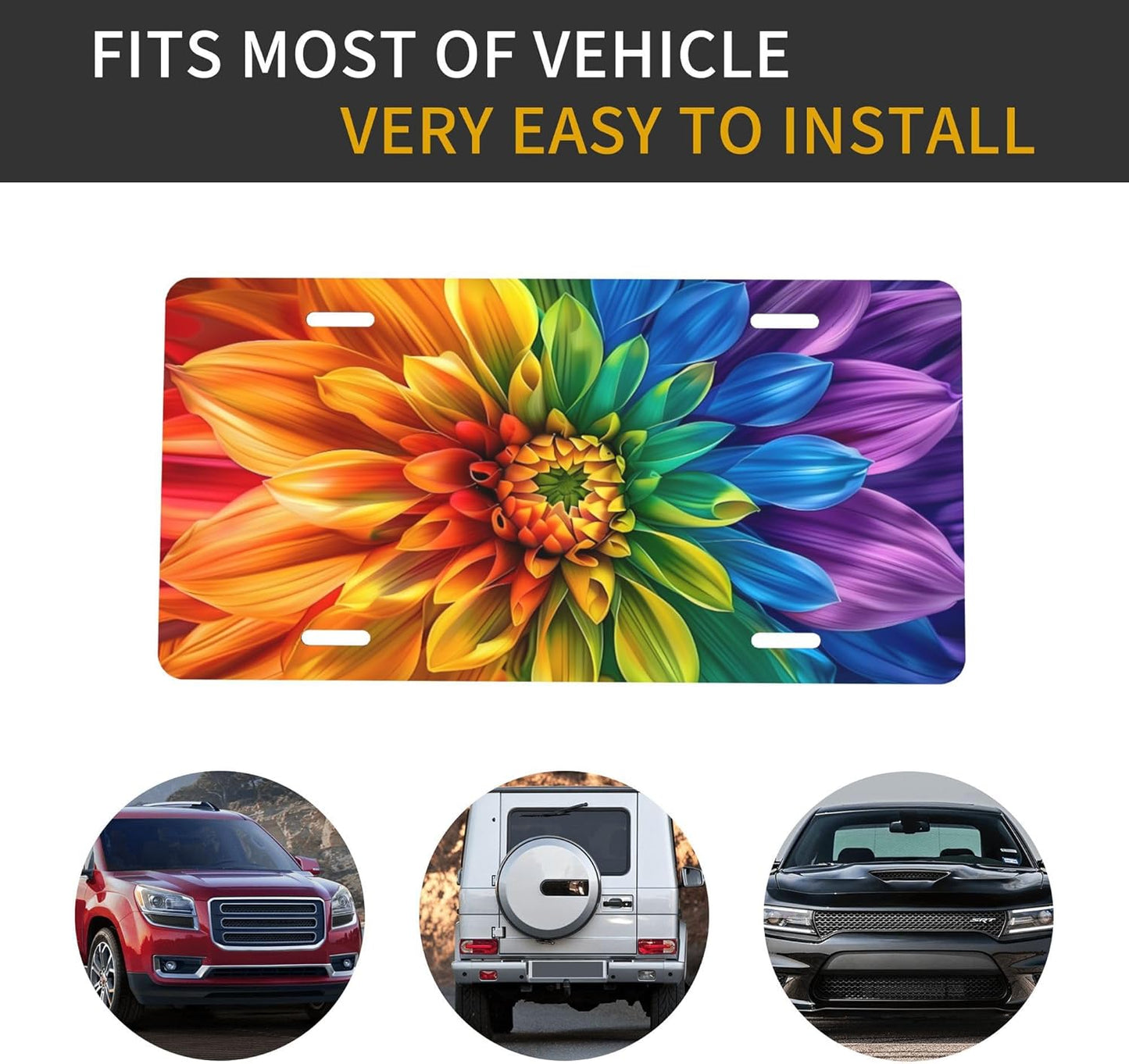 Custom License Plate Personalized Flower Pretty Funny Aluminum Front License Plates Decorative Rust-Free Metal Car Plate Covers for Women Men Car Tag Accessories fit Truck SUV Rv 12 X 6 in