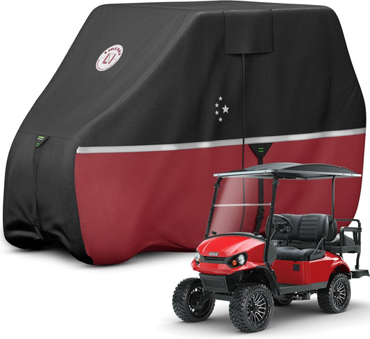 Waterproof Golf Cart Cover, Heavy Duty Marine Grade Fabric, Universal Fits for Most Brand 2/2+2/4+2 Passengers Yamaha, Honda, Club Car, EZGO Golf Cart
