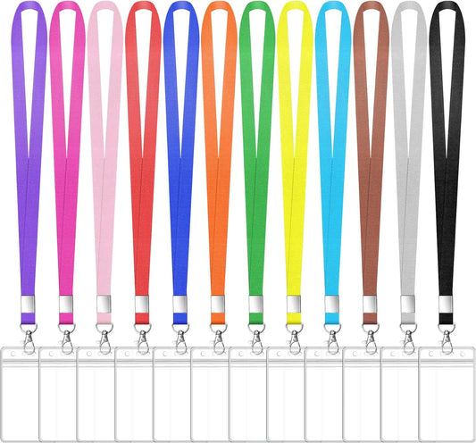 12 Pack Cruise Lanyard with ID Card Holder Colorful Lanyard with Waterproof ID Badge Holder (12 Colors)