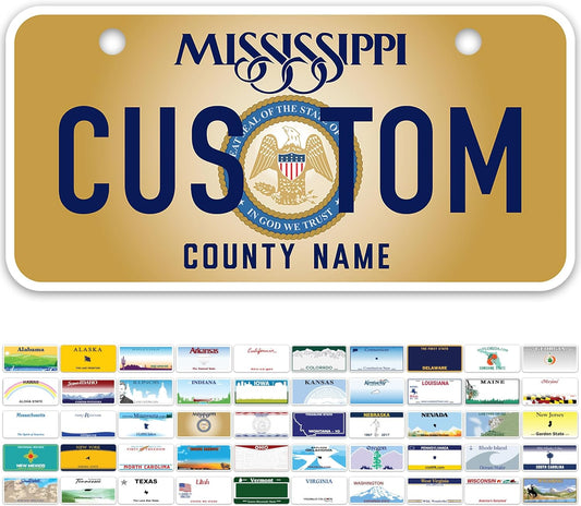 Mini License Plates, Personalized License Plates, Custom for Car, Bikes, ATV, Kids Car, Golf Cart, Jeep, 2x4 Inch, Rust-Free Fade Resistant Aluminum, USA Made by My Sign Center (Mississippi)