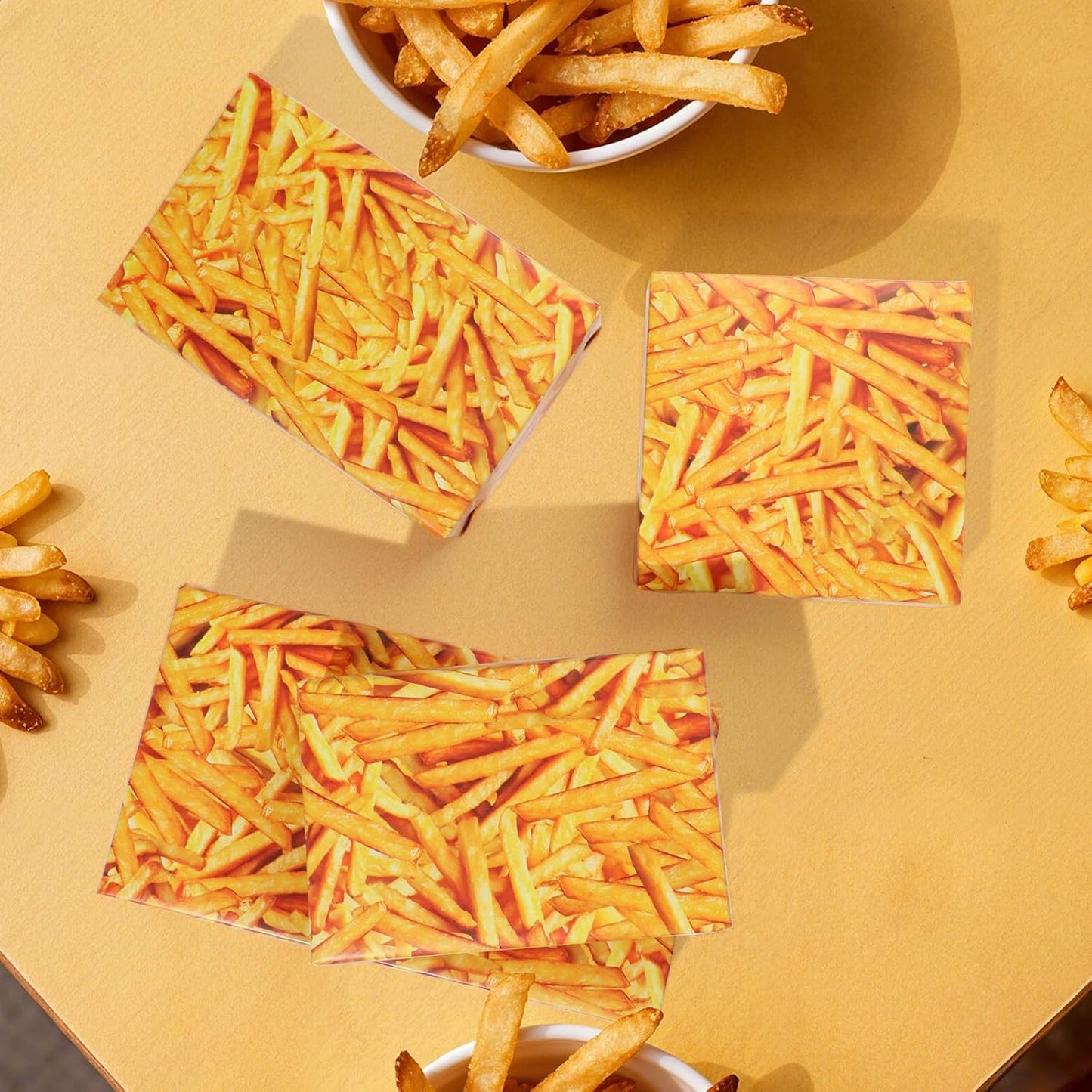 French Fries Wrapping Paper Roll - 17Inch x16.4Feet - Funny Realistic Crispy Fries Pattern Gift Wrap Food Gift Packing Paper for Birthday,Party