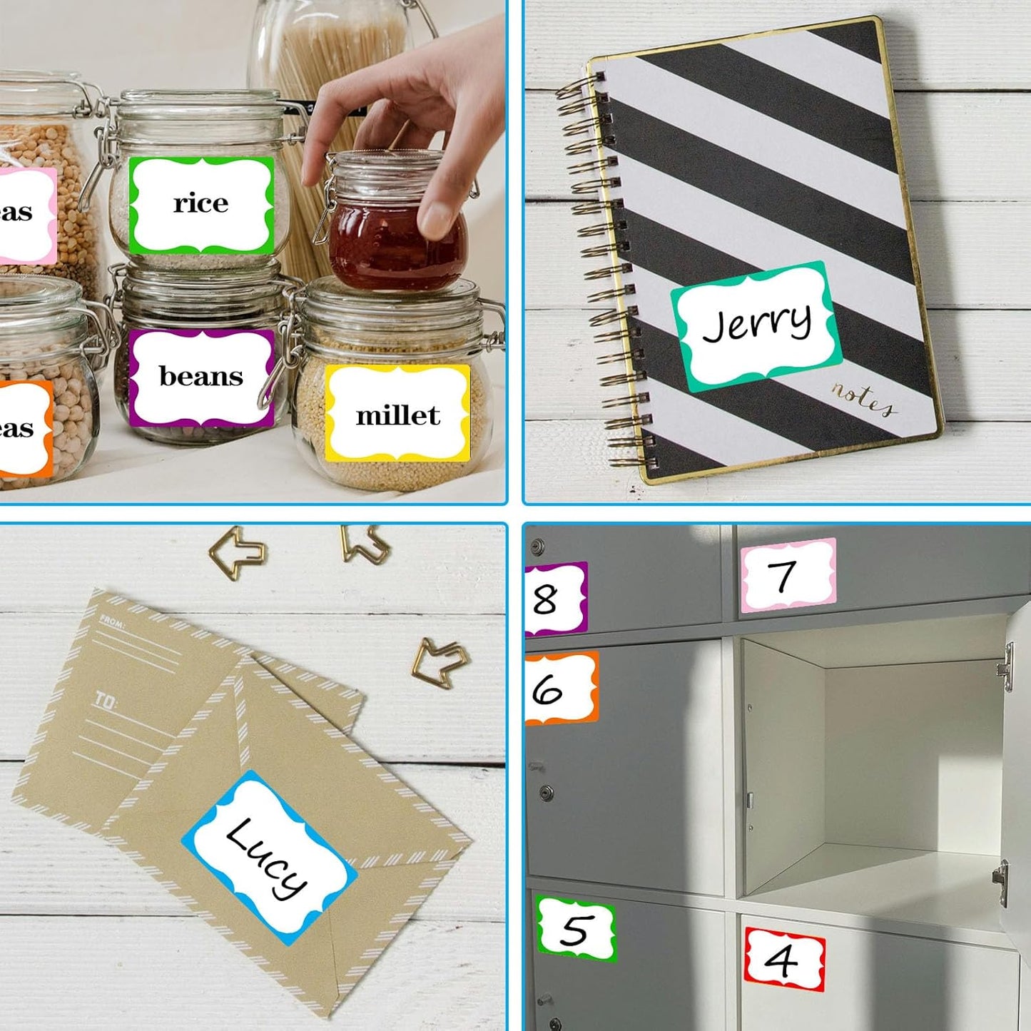 Colored Name Tags,200 Pcs Name Stickers 8 Color Name Tag Sticker for Clothes Gifts, 2'' x 3'' Nametags Stickers for School Office Home LPK-XMT-CAI