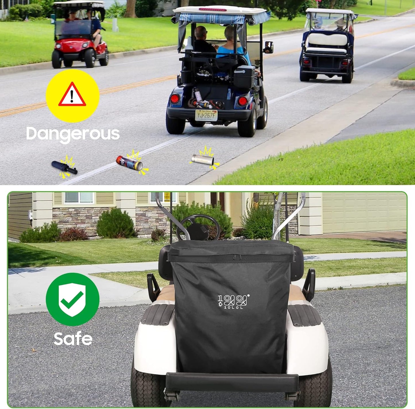 10L0L Golf Cart Cargo Bag,Big Storage Bags for 2 Passenger Golf Cart Trunk, Shopping Bag for Yamaha,Club Cart DS/Precedent,EZGO RXV/TXT,Expand Storage Space,With Zipper