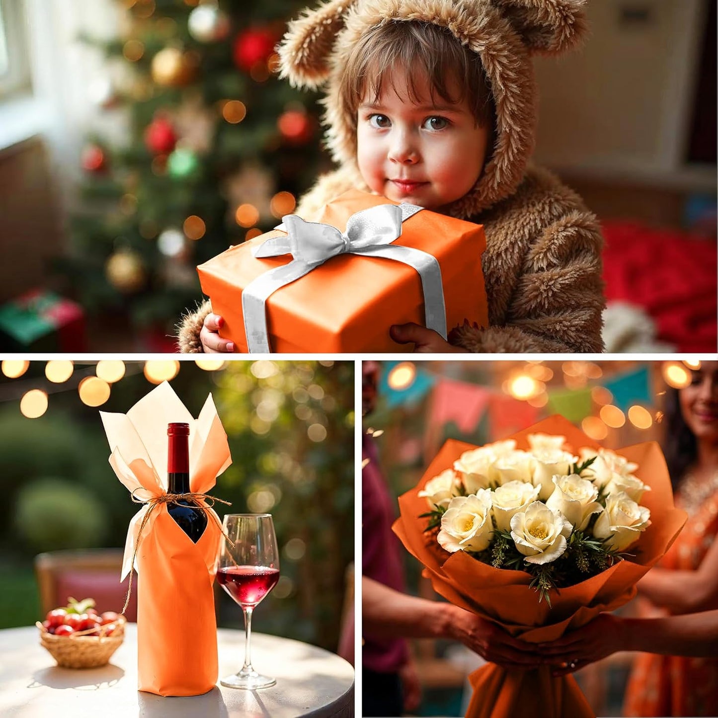 SANZIX 150 Sheets Orange Tissue Paper for Gift Bags Bulk 14x20 Inch - Orange Christmas Wrapping Paper for Christmas Gifts, Flowers, Crafts, Thanksgiving, Halloween, Holiday & Xmas Decorations