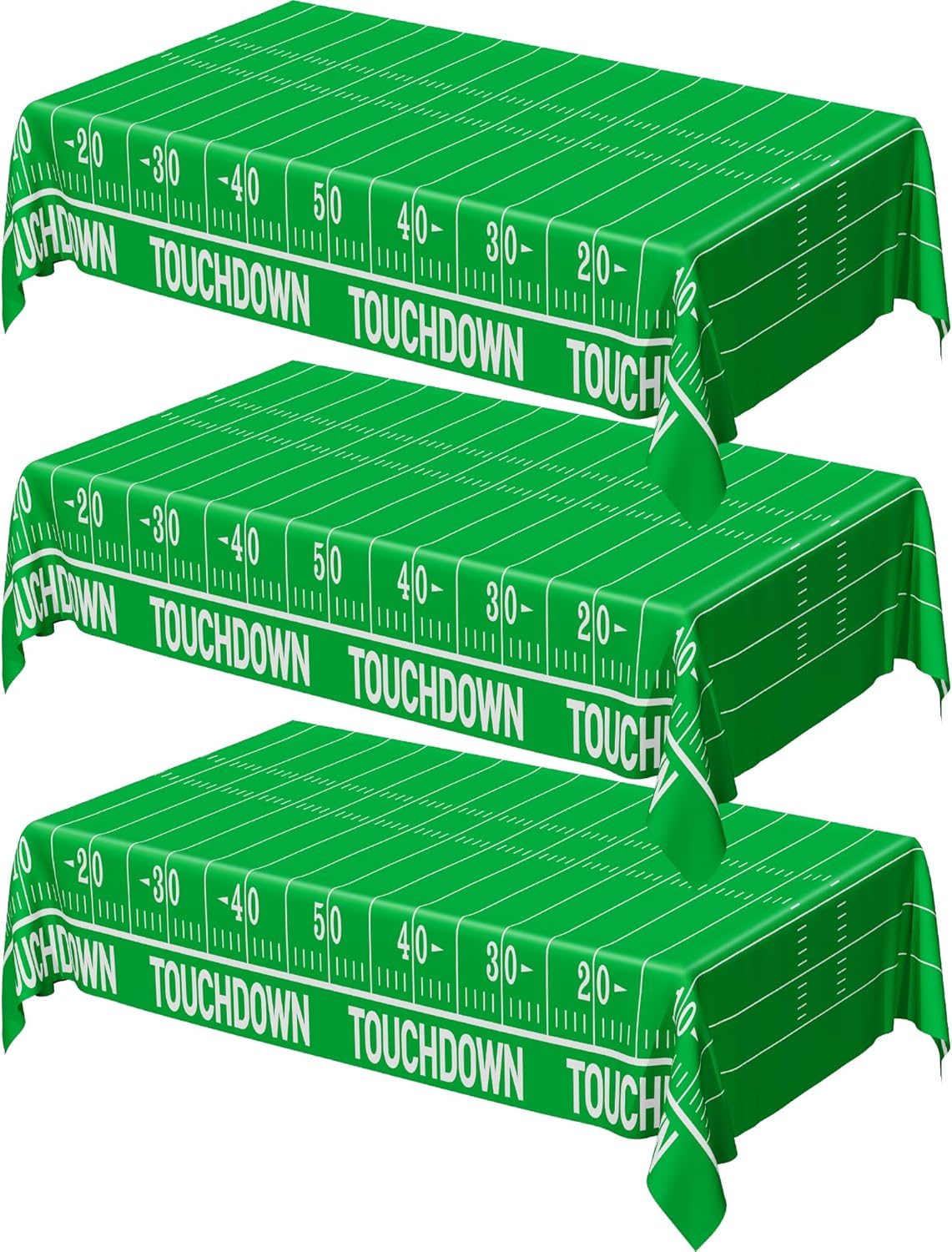 QZYL Football Party Supplies - 3PCS Touchdown Tablecloths, Disposable Tablecloths, Plastic Table Cover, Touchdown Theme Table Runner for Game Day, Birthday Party Decorations