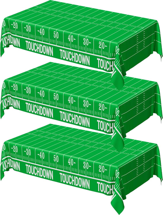 QZYL Football Party Supplies - 3PCS Touchdown Tablecloths, Disposable Tablecloths, Plastic Table Cover, Touchdown Theme Table Runner for Game Day, Birthday Party Decorations