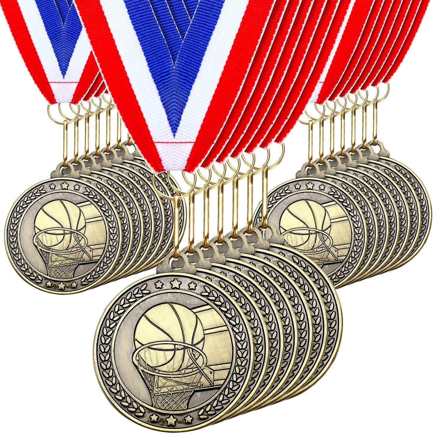 Remuuly 30 Pcs Gold Medals Bulk 2'' Basketball Soccer Baseball Volleyball Football Lacrosse Kickball Cheer Bowling Trophy Medals for Awards for Sports Participation Winner Gift