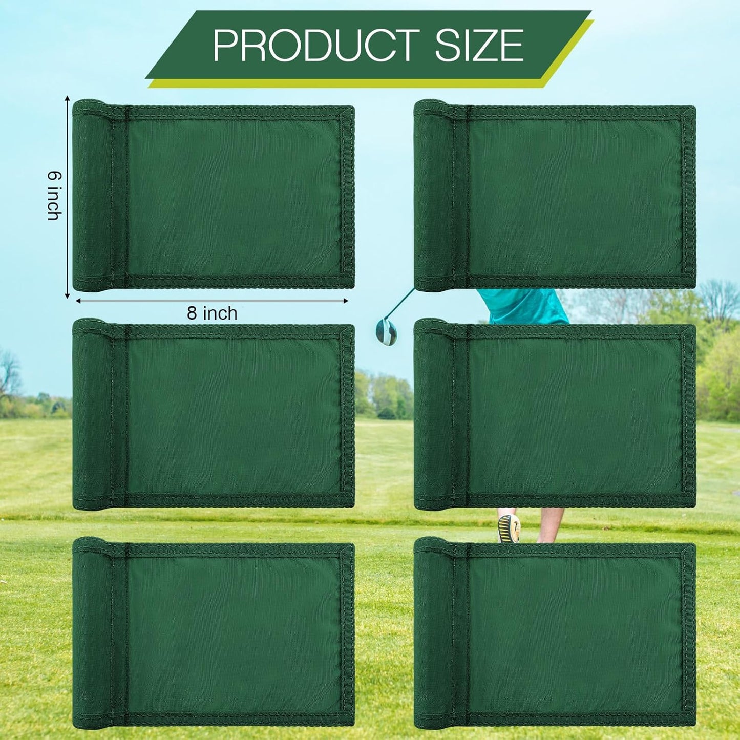 Oudain 6 Pcs Golf Target Flag with Tube Inserted Waterproof Putting Golf Flags 420D Nylon Mini Pin for Yard Indoor Outdoor Backyard Garden Portable, 8 x 6 Inch