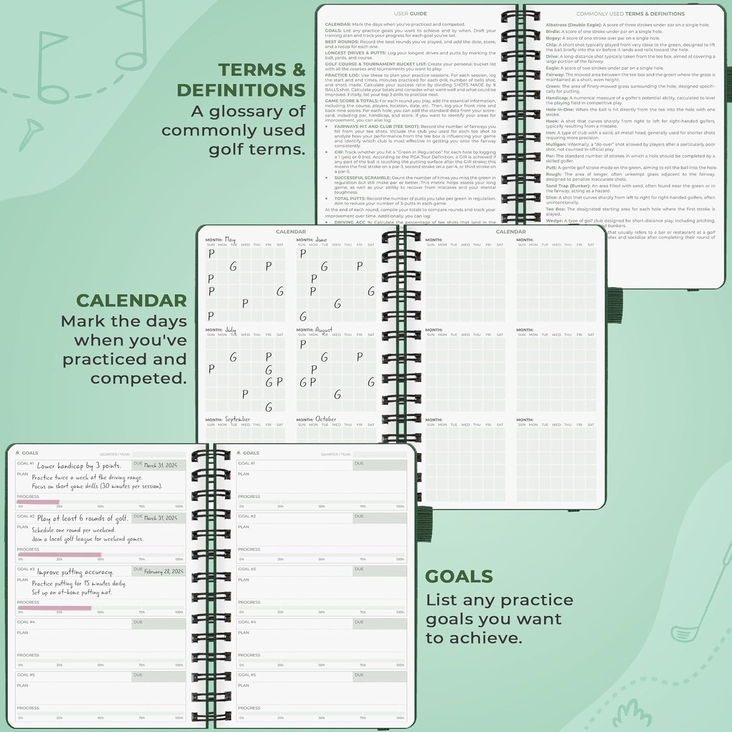 Clever Fox Golf Log Book – Small Training & Scorecard Journal – Pocket Notebook – Golf Practice Accessories & Gifts Ideas for Men (Forest Green)