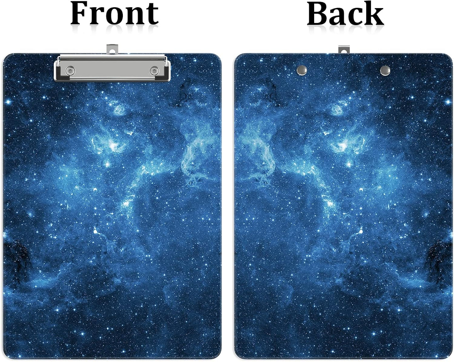 Plastic A4 Clipboards, Cute Clip Board Stardard Letter Size 9 x 12.5 in, Office Decorative for Students Women Men and Kids, Blue Starry Sky