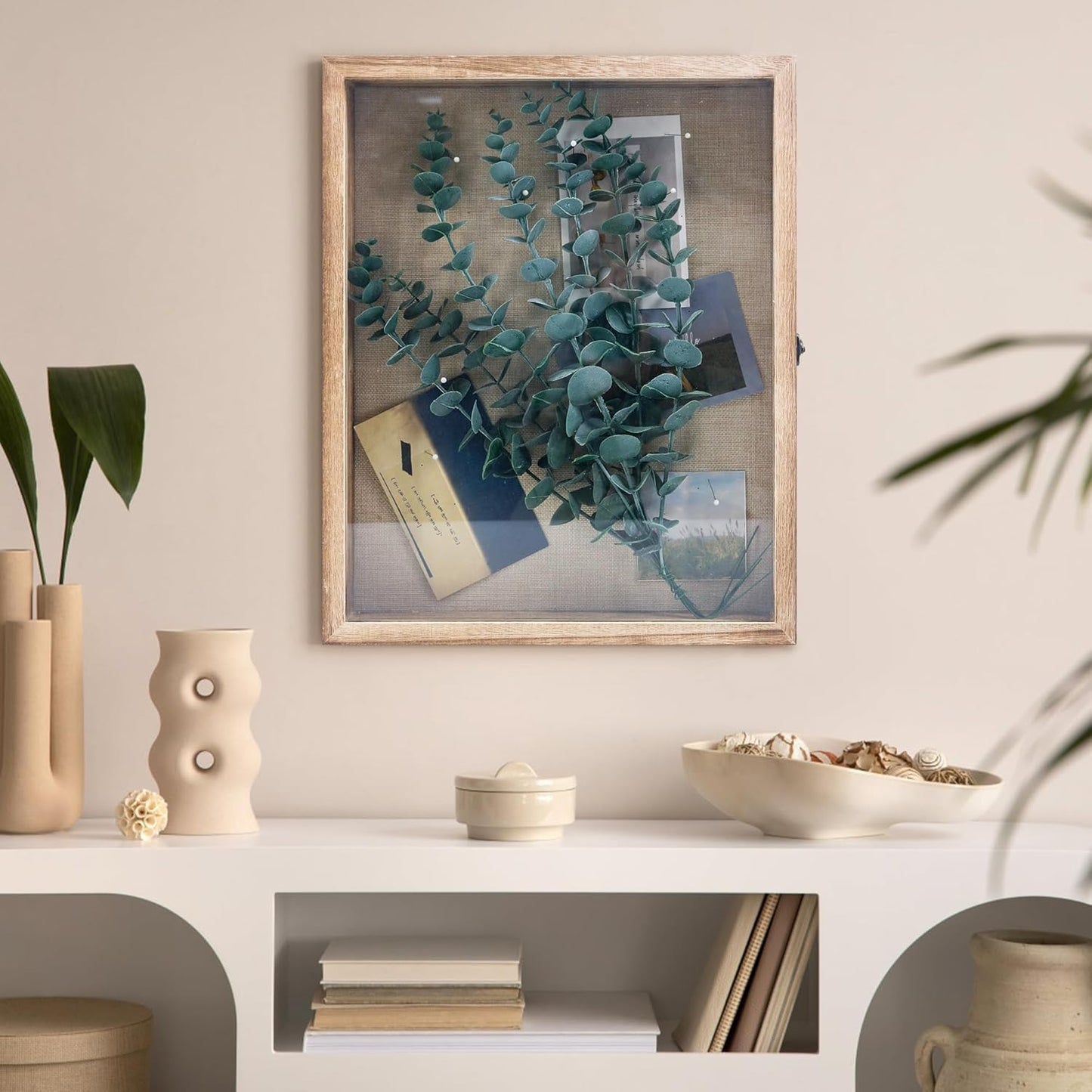 GraduatePro Shadow Box Frame 13x16 Display Case with Linen Back, Real Glass Window Door with Hinge, Picture Frame Wedding Bouquet Memorabilia Medals Photos Memory Box for Keepsakes, Carbonized Black