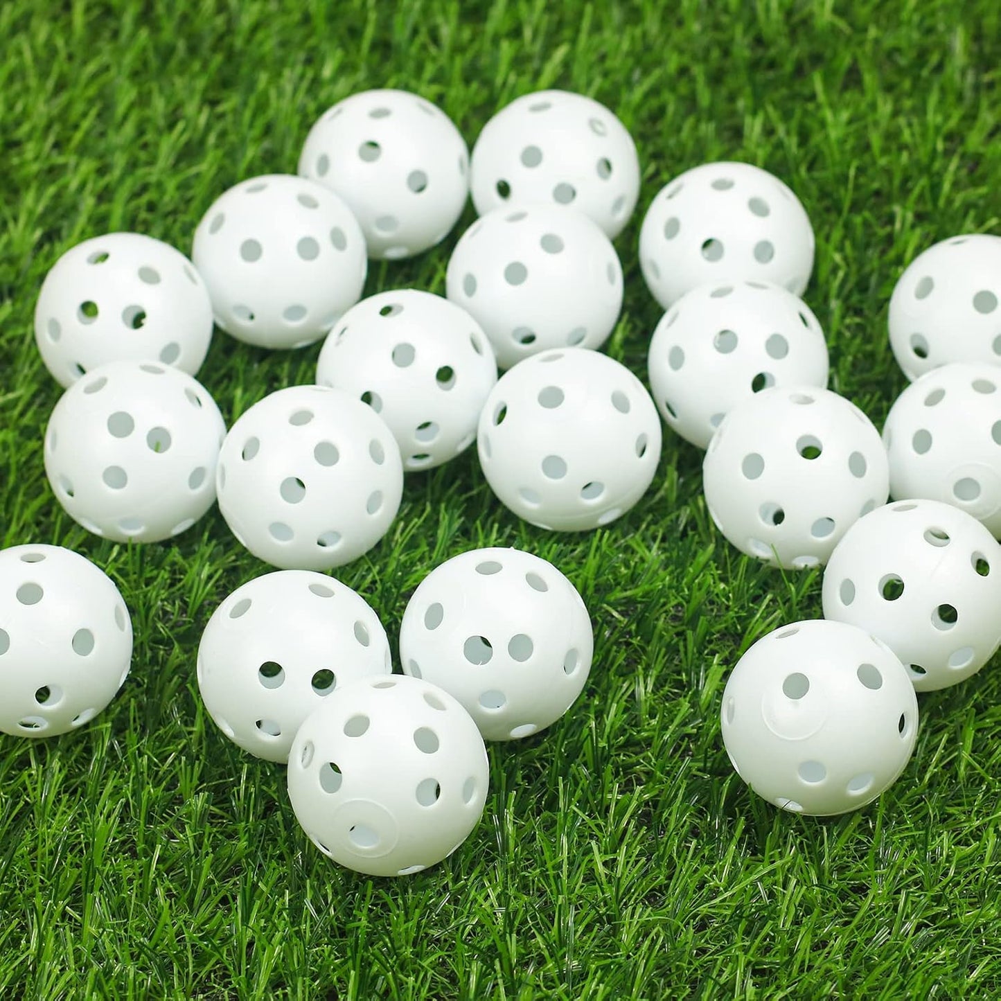 Plastic Golf Balls Practice Limited Flight Golf Training Ball Hollow Swing Practice Indoor Golf Balls with Mesh Drawstring Bag for Backyard Driving Range or Outdoor