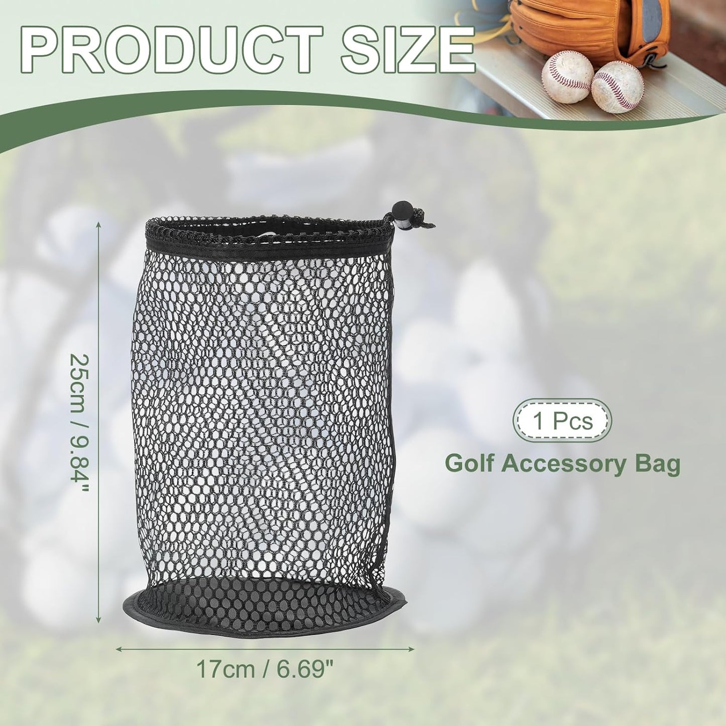 Golf Ball Storage Bag Nylon Mesh Golf Pouch with Adjustable Drawstring Closure for Outdoor Sports Supplies