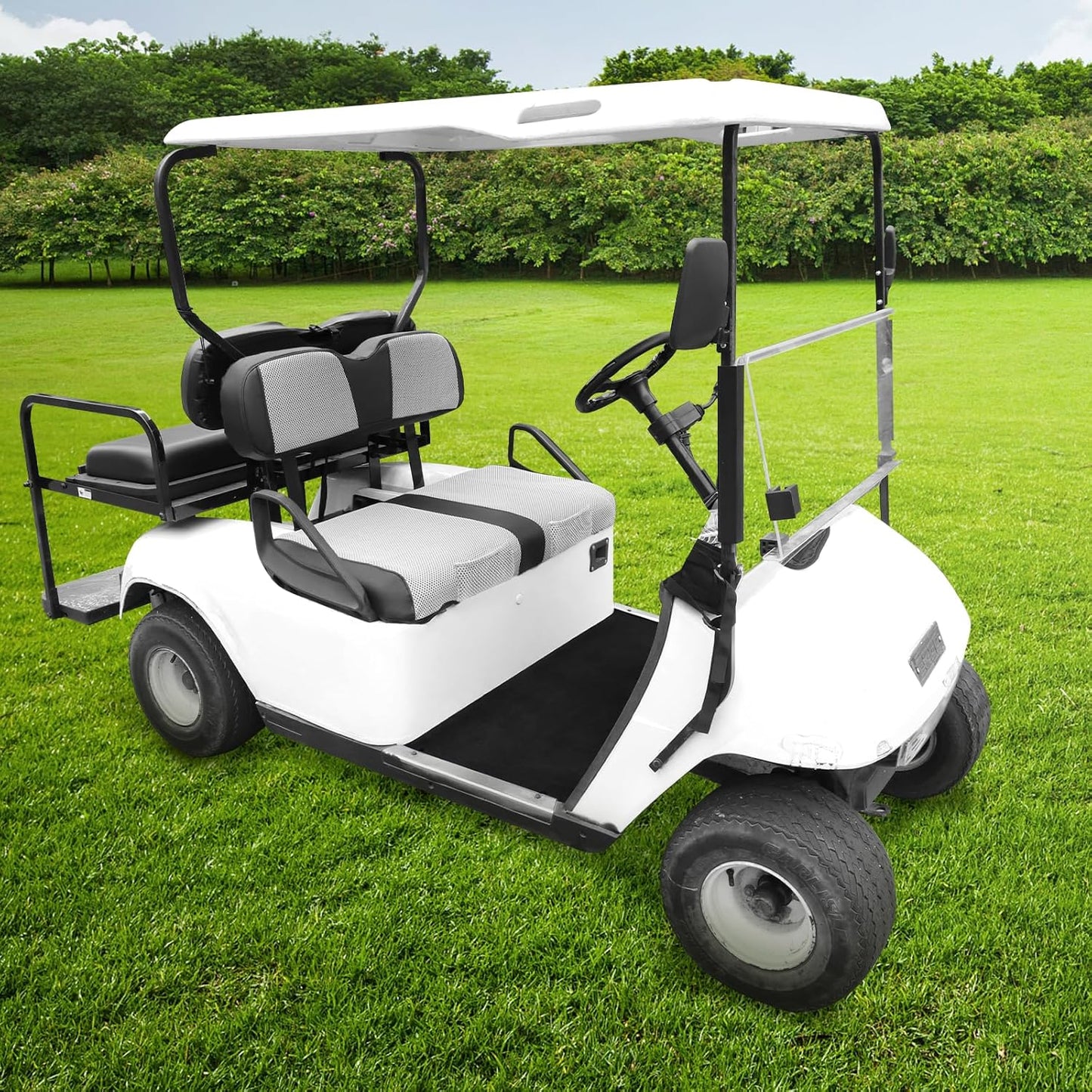 iLSKW Golf Cart Seat Covers for EZGO TXT Seat Cover OEM Front,Breathable Fabric and Leather Front Seat Cover Like Gloves,Full Wrap-Around Design of EZGO TXT (1994-2013) Golf Cart Front Seat Cover