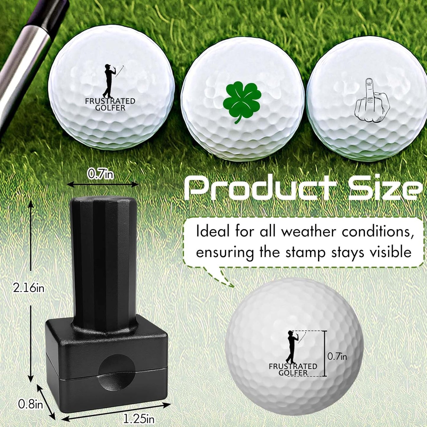Lihome Golf Ball Stamp Personalized - Durable Waterproof Reusable Ink Stamper, Custom Golf Gift for Men, Dad, Retirement, Father's Day, Birthday & Christmas
