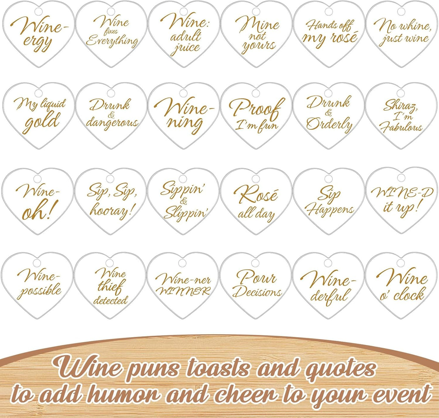 Weysat 24 Pcs Acrylic Thanksgiving Wine Glass Charms with Funny Quotes & Gold Text, Reusable Drink Identifiers Tags with Storage Bag for Birthday Parties Weddings Supplies