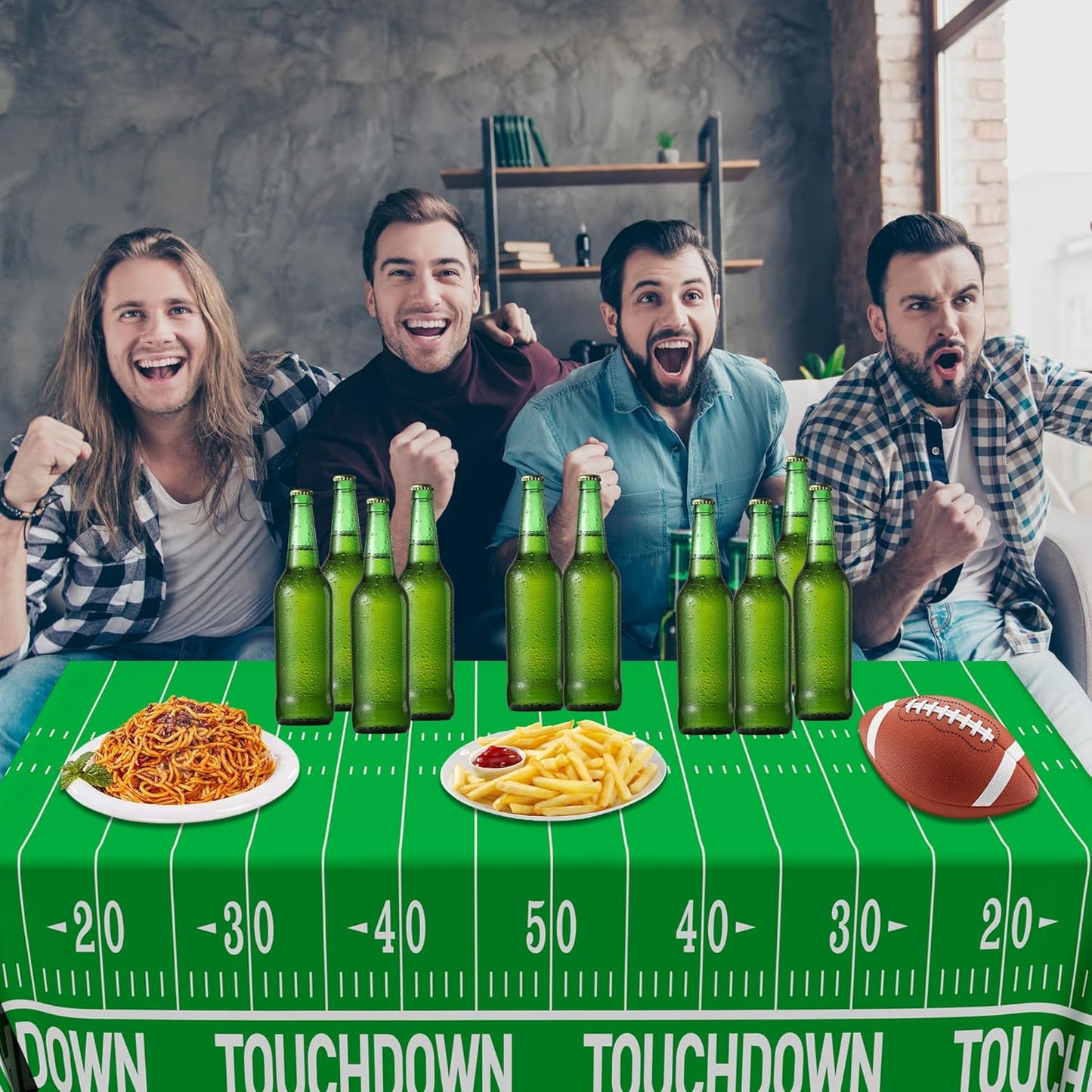 QZYL Football Party Supplies - 3PCS Touchdown Tablecloths, Disposable Tablecloths, Plastic Table Cover, Touchdown Theme Table Runner for Game Day, Birthday Party Decorations