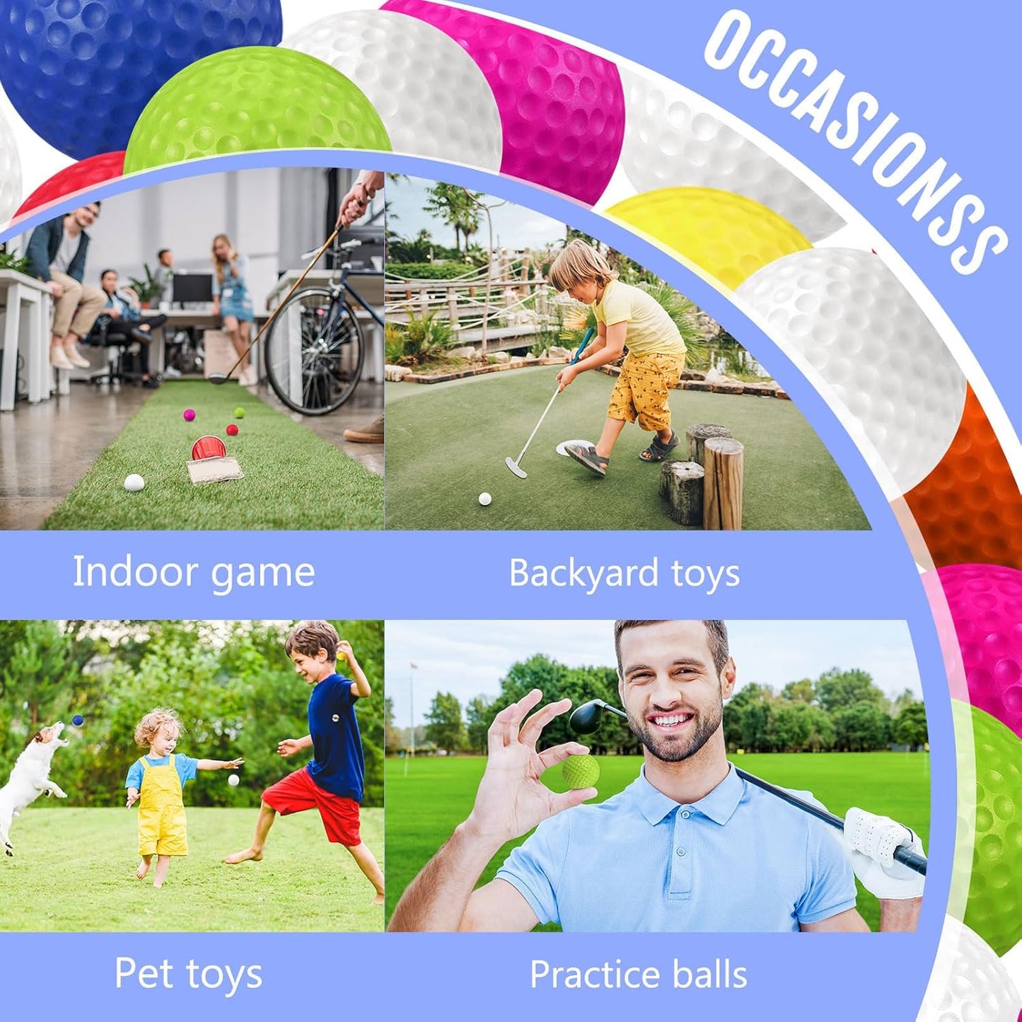 Junkin 24 Pcs Foam Golf Practice Balls Realistic Feel and Flight Training Sport Balls Elastic Soft Foam Golf Balls for Indoor or Outdoor Backyard Training