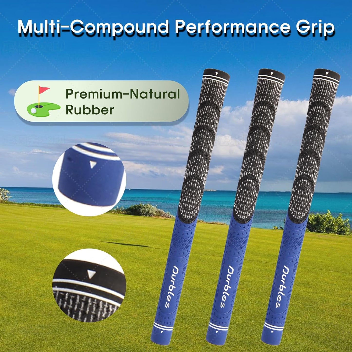 Golf Grips with Regripping Kit – All Weather Multi-Compound Golf Club Grips for Men & Women – Corded Rubber Grip Set – Standard & Midsize Wood and Iron Grip Kit – All Level Golfing Accessories