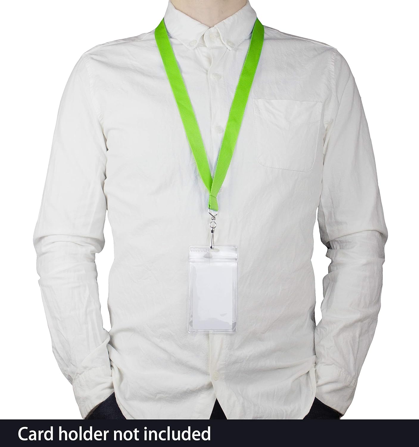 12 Pack Breakaway Lanyards for ID Badge Holder, Durable Neck Straps for Schools, Office, Cruise, Apple Green