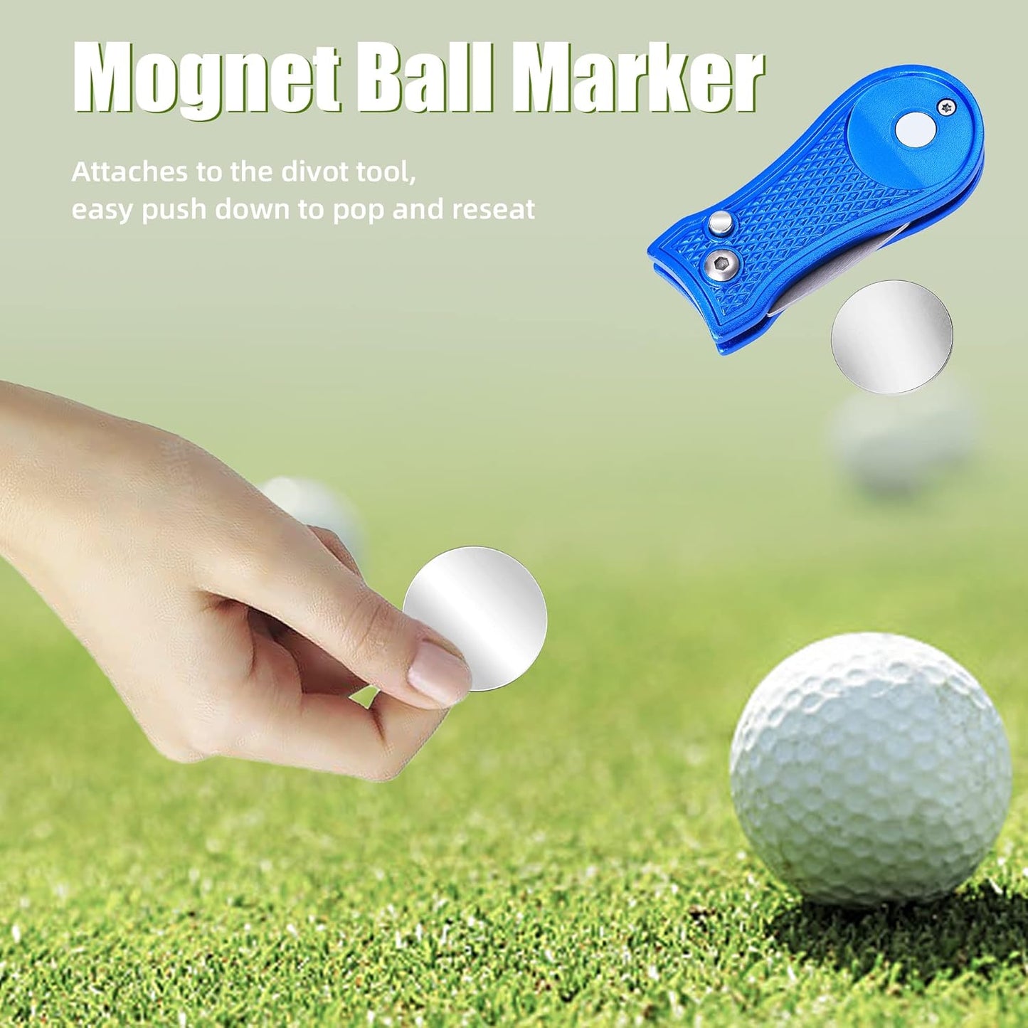 Mile High Life Golf Divot Repair Tool, All Metal Foldable Divot Tool with Pop-up Button & Magnetic Ball Marker