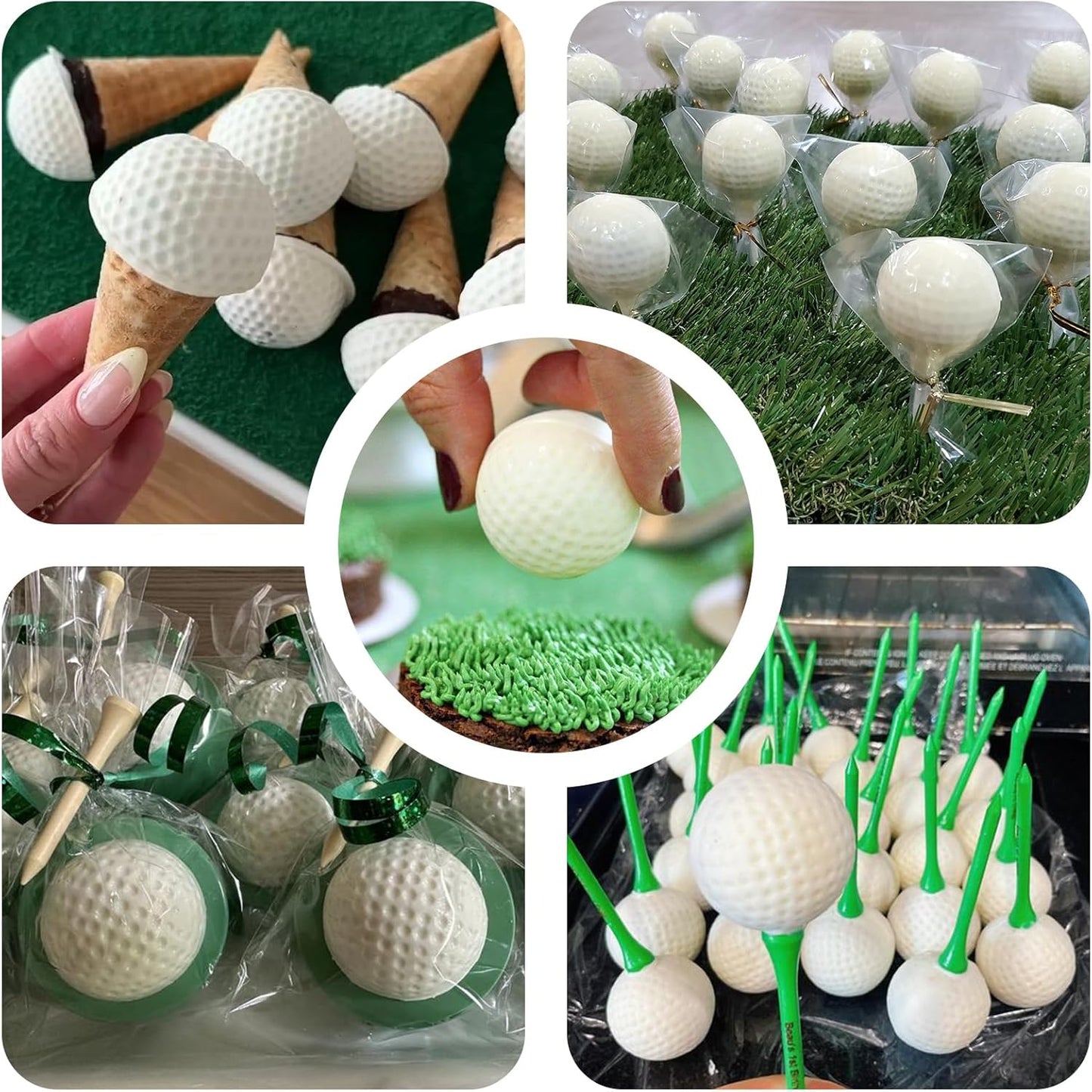 2 Pack Golf Ball Mold, Silicone Golf Ball Cake Pop Mold, 20-Cavity 3D Sphere Mold for Chocolate,Cake Pops, Ice Cubes, Bath bombs