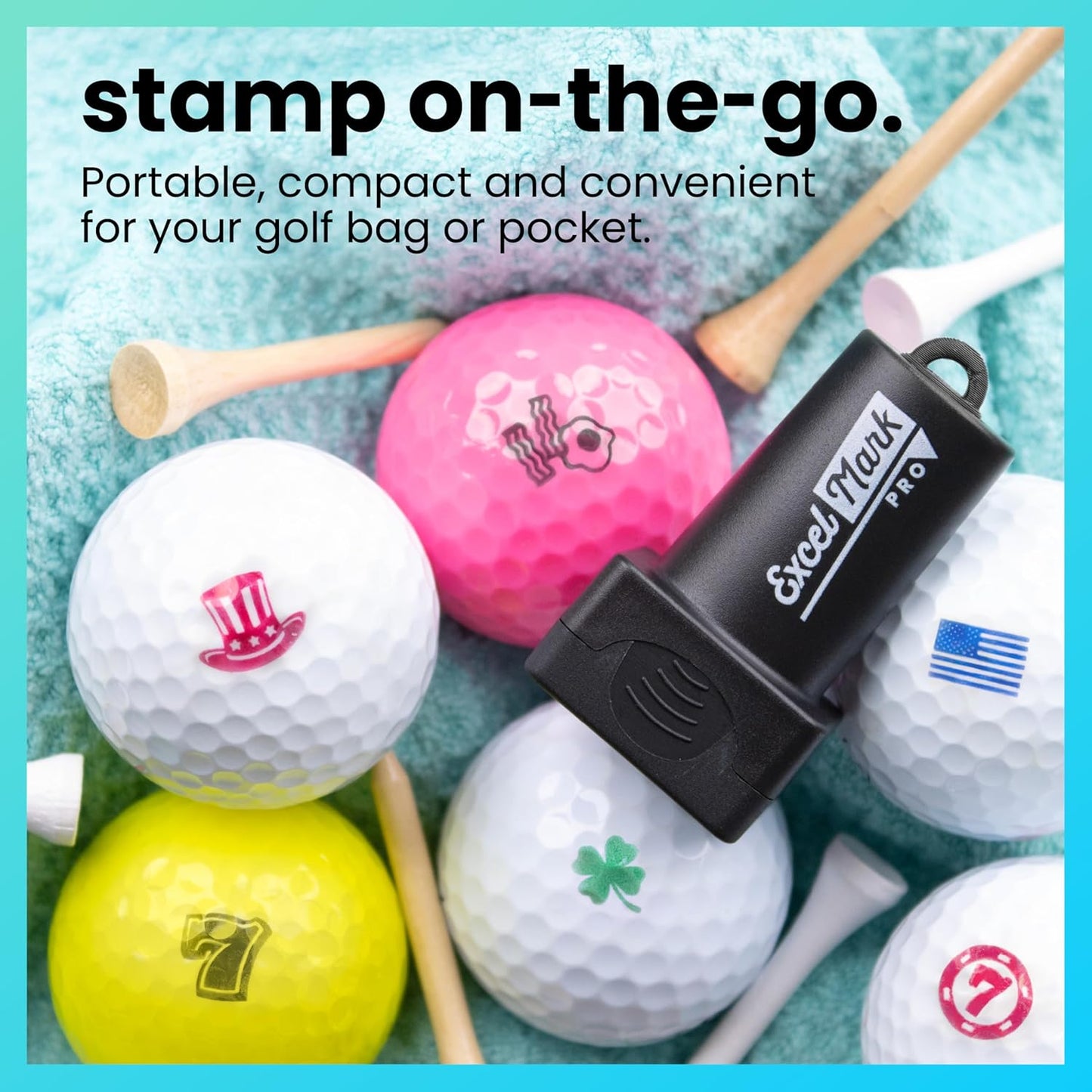 ExcelMark Pro Golf Ball Stamp - Easy Ball Identification - Choose from 25+ Styles and 4 Colors!