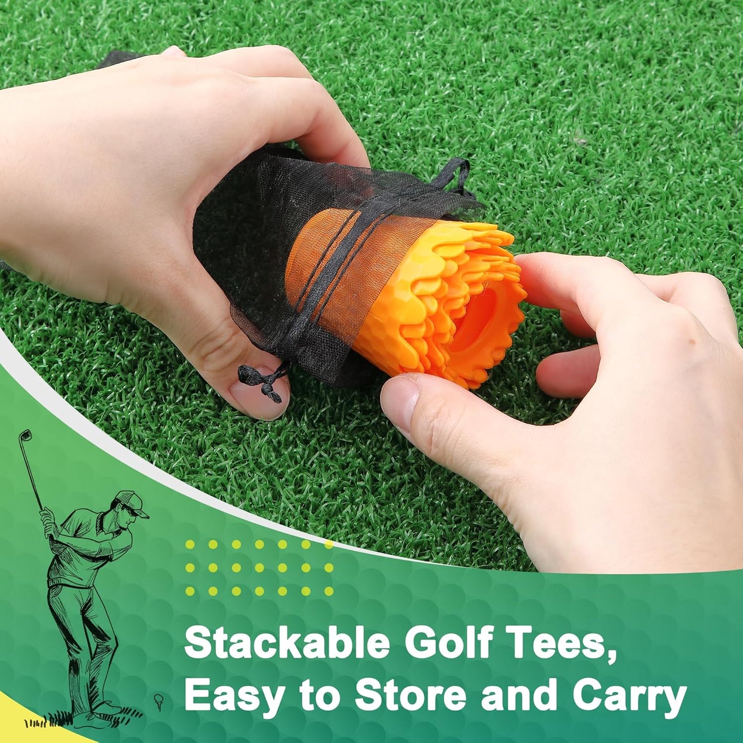 8 Pack ‌Simulator Golf Tees, TPU Unbreakable Material, Height from 1/4" to 2", Suitable for Indoor, Outdoor, Winter, Golf Mats, Turf and Driving Range